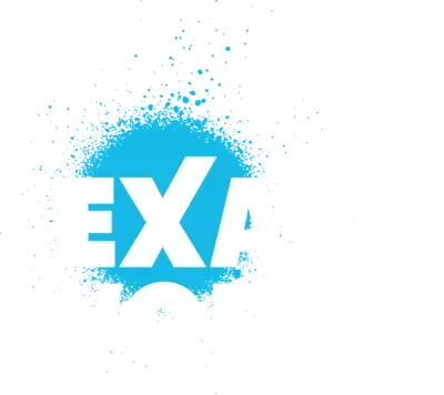 Das Exakt Vodka-Logo wird in Blau und Weiß dargestellt.