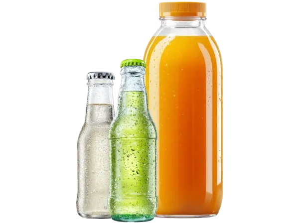 Eine Flasche Limonade und eine Glasflasche Limonade